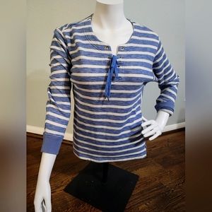 Jones New York size medium top. Blue and white stripes, Terry cloth fabric.